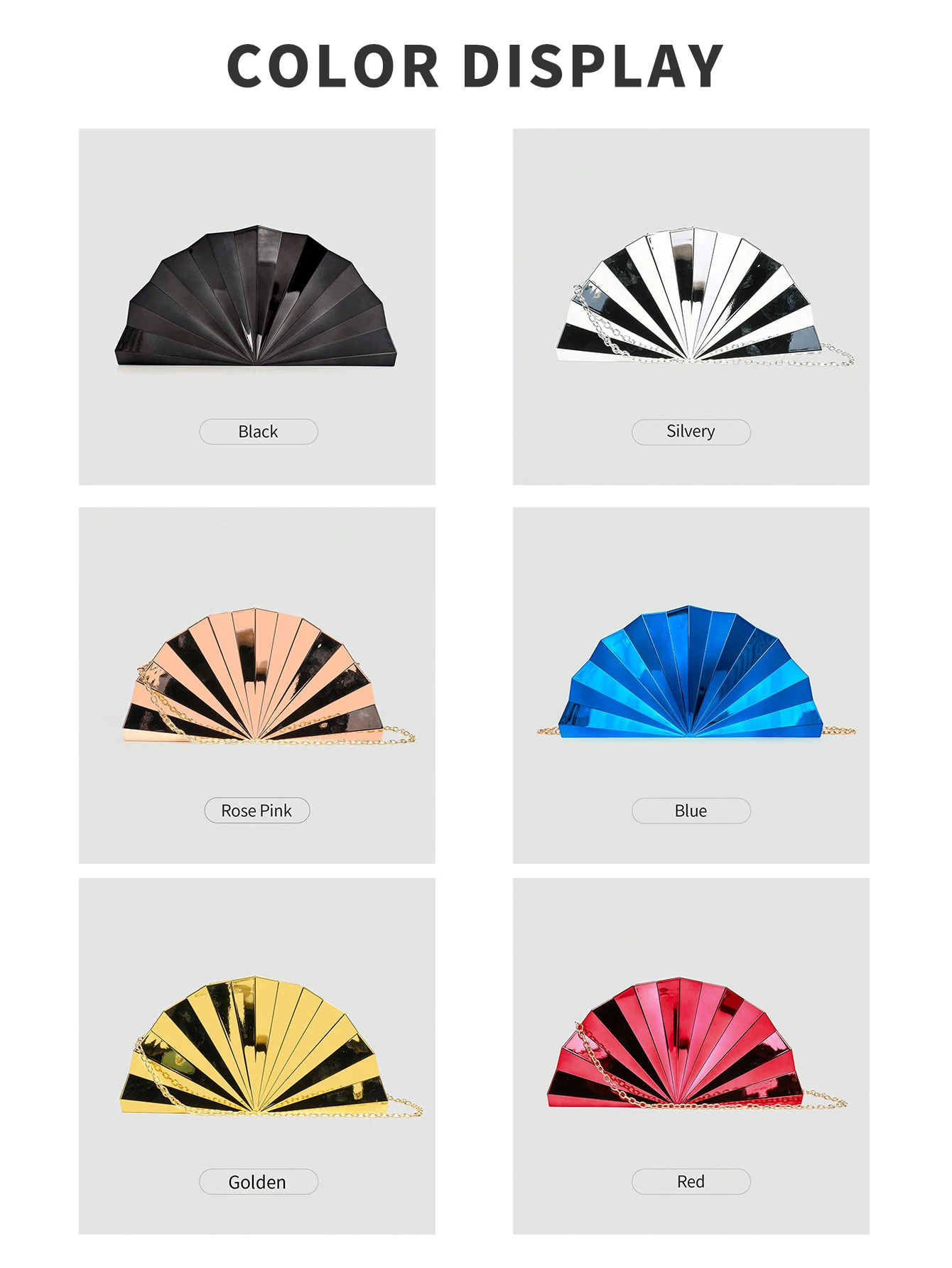Stylish Gold Acrylic Evening Bag Party Bag Women's Chain Crossbody Bag Glossy Shoulder Bag Luxury Designer Fan-Shaped Clutch