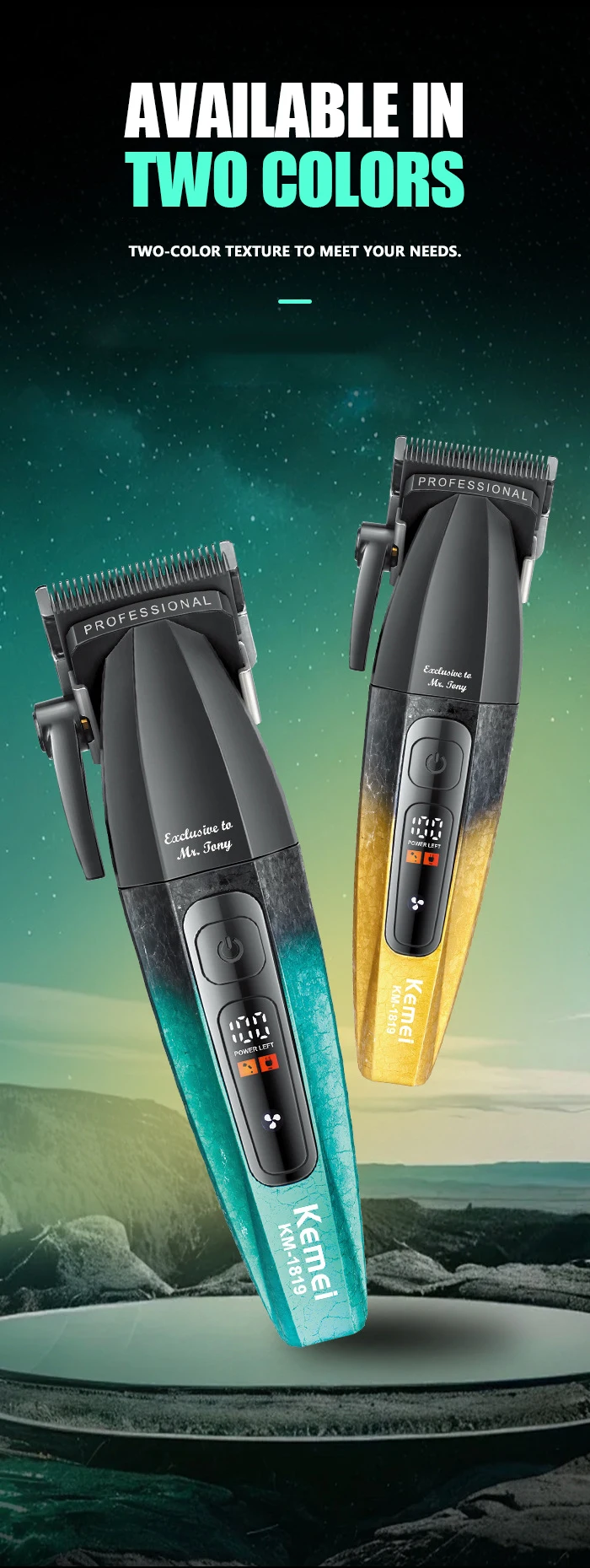 Kemei 1819 Electric Hair Clippers Men Professional Rechargeable Cordless Hair Cutting Machine High Quality Hair Trimmer Barber