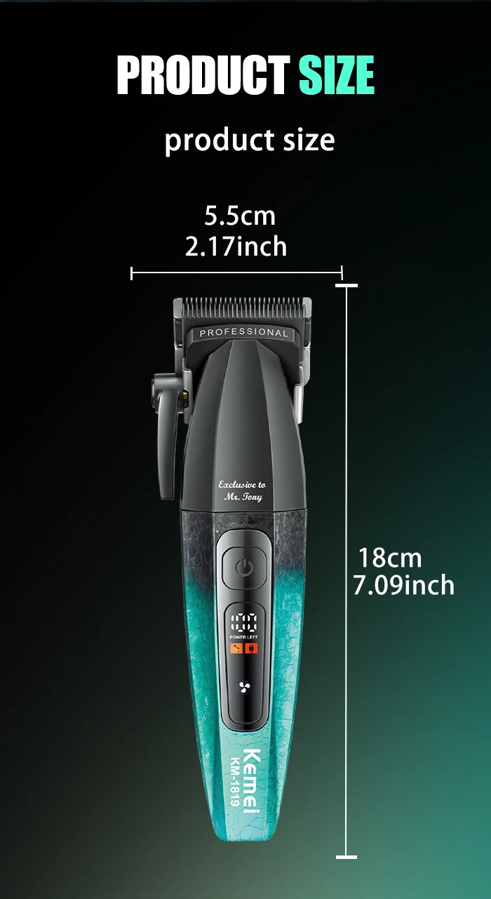 Kemei 1819 Electric Hair Clippers Men Professional Rechargeable Cordless Hair Cutting Machine High Quality Hair Trimmer Barber