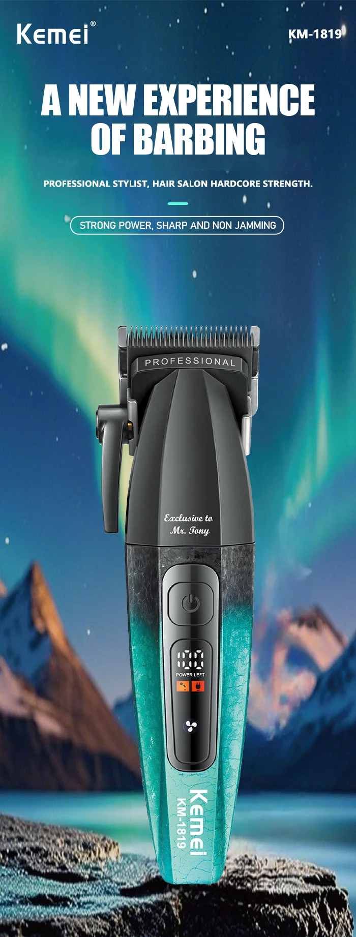 Kemei 1819 Electric Hair Clippers Men Professional Rechargeable Cordless Hair Cutting Machine High Quality Hair Trimmer Barber