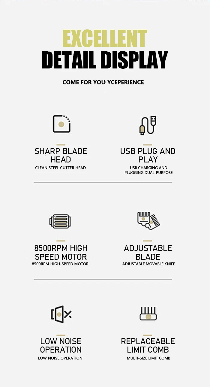 Kemei 1819 Electric Hair Clippers Men Professional Rechargeable Cordless Hair Cutting Machine High Quality Hair Trimmer Barber