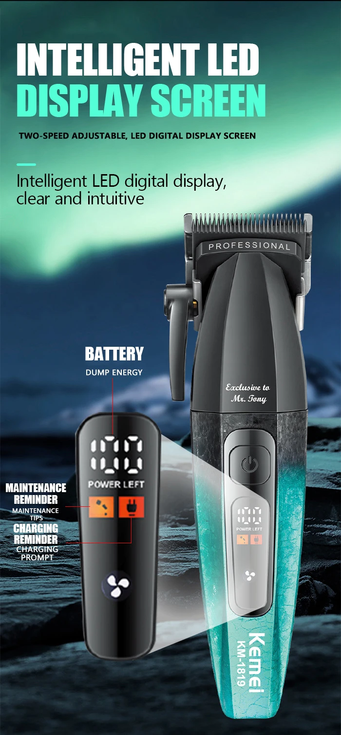 Kemei 1819 Electric Hair Clippers Men Professional Rechargeable Cordless Hair Cutting Machine High Quality Hair Trimmer Barber