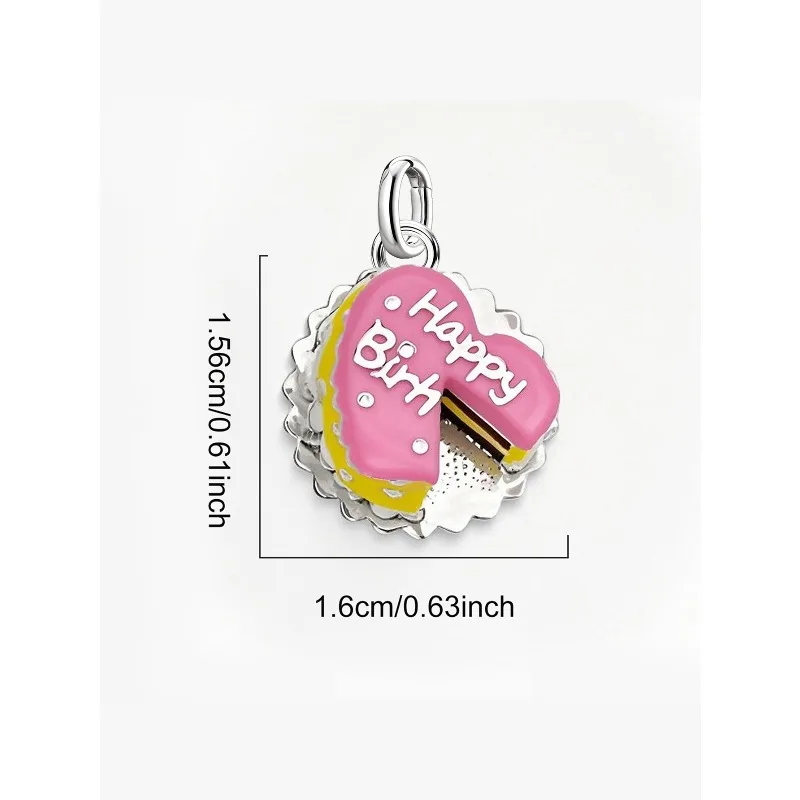 Adjustable 925 Sterling Silver Vintage Pendants Birthday Cake Love Heart Charms Beads Fit Original Bracelet Necklace DIY Jewelry
