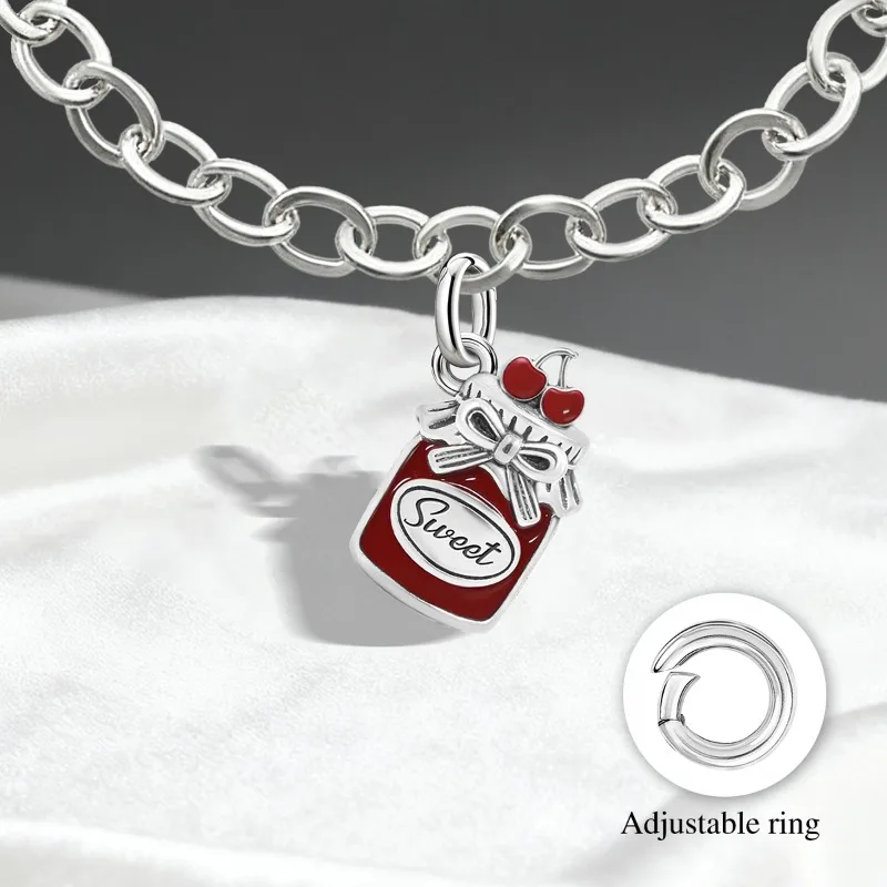 Adjustable 925 Sterling Silver Vintage Pendants Birthday Cake Love Heart Charms Beads Fit Original Bracelet Necklace DIY Jewelry