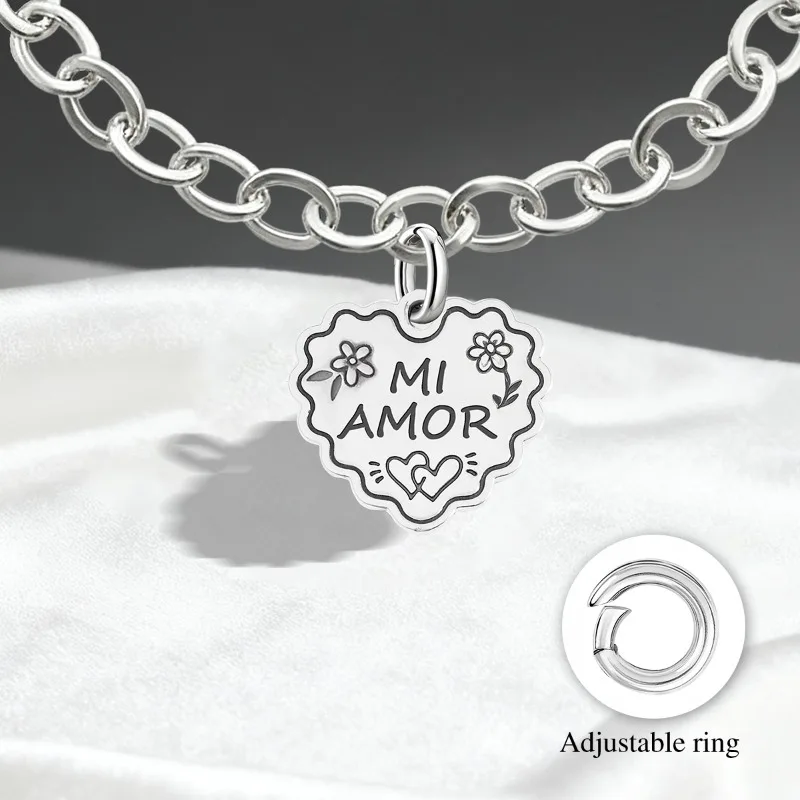 Adjustable 925 Sterling Silver Vintage Pendants Birthday Cake Love Heart Charms Beads Fit Original Bracelet Necklace DIY Jewelry