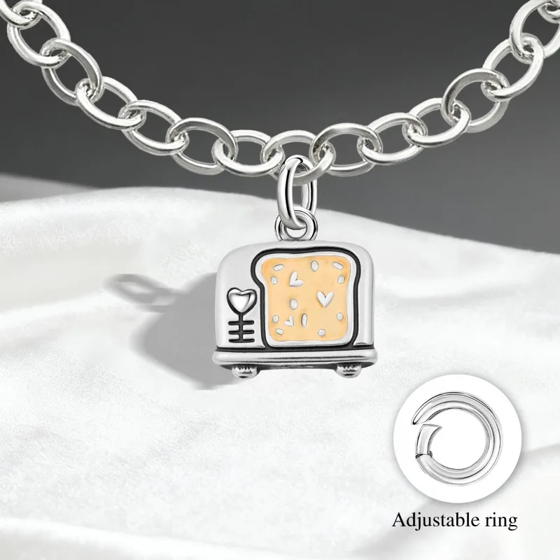 Adjustable 925 Sterling Silver Vintage Pendants Birthday Cake Love Heart Charms Beads Fit Original Bracelet Necklace DIY Jewelry