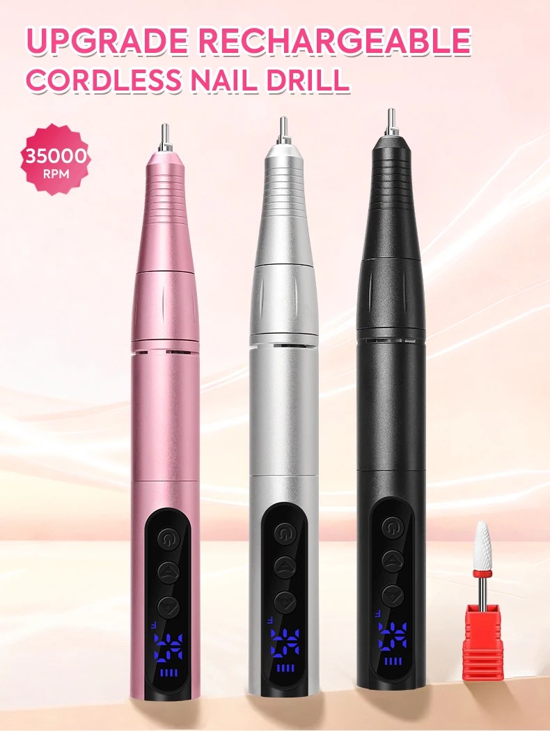 35000RPM Wireless Nail Drill Pen USB Nail File Polishing Pen Rechargeable Nail Drill Machine Portable Manicure Drill For Home