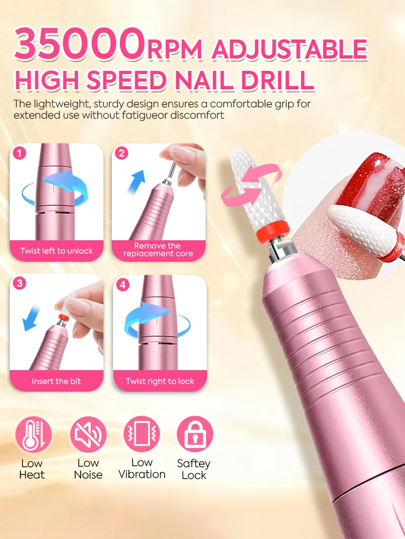 35000RPM Wireless Nail Drill Pen USB Nail File Polishing Pen Rechargeable Nail Drill Machine Portable Manicure Drill For Home