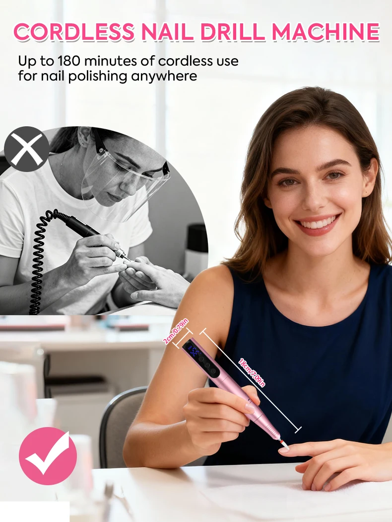 35000RPM Wireless Nail Drill Pen USB Nail File Polishing Pen Rechargeable Nail Drill Machine Portable Manicure Drill For Home