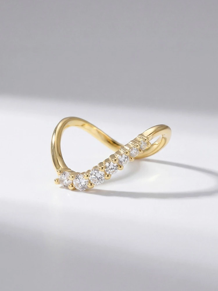 925 Sterling Silver Minimalism Fashion Wave Zircon Ring For Women Engagement Wedding Anniversary Party High Quality Fine Jewelry