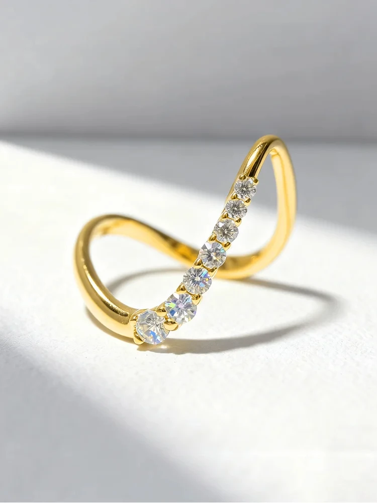 925 Sterling Silver Minimalism Fashion Wave Zircon Ring For Women Engagement Wedding Anniversary Party High Quality Fine Jewelry