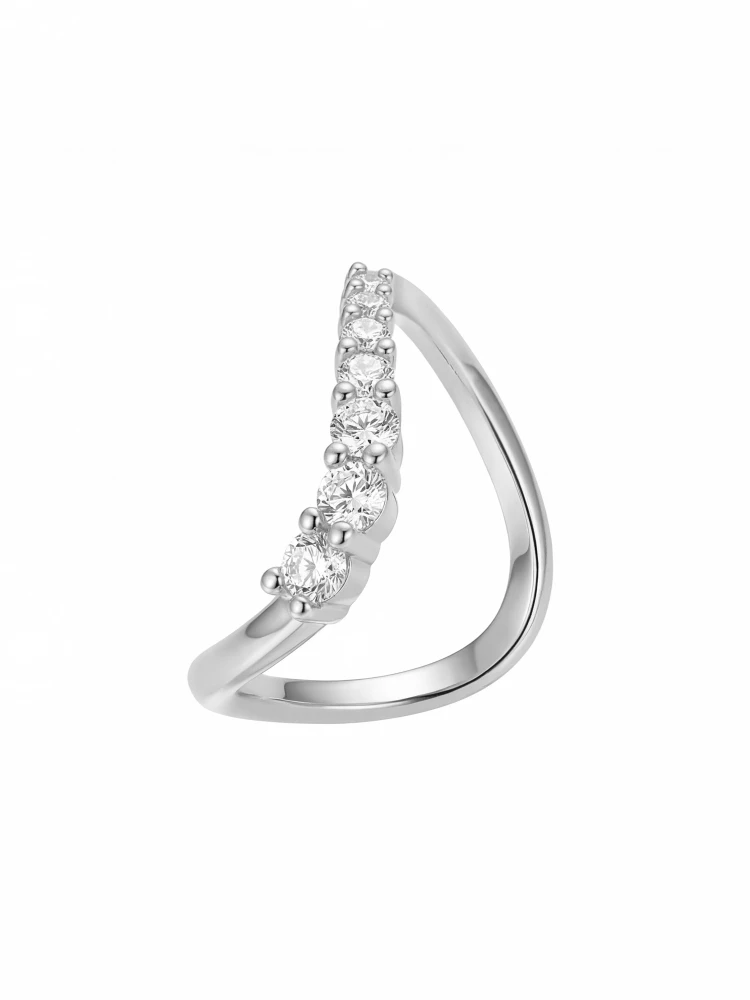 925 Sterling Silver Minimalism Fashion Wave Zircon Ring For Women Engagement Wedding Anniversary Party High Quality Fine Jewelry