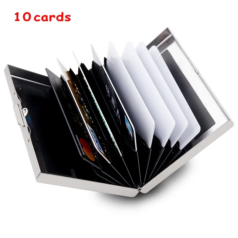 Compass Mountain Credit Card Case Wallet Men Women Business Multifunction Slim Wallet Stainless Steel Card Holder 10 Card Slot
