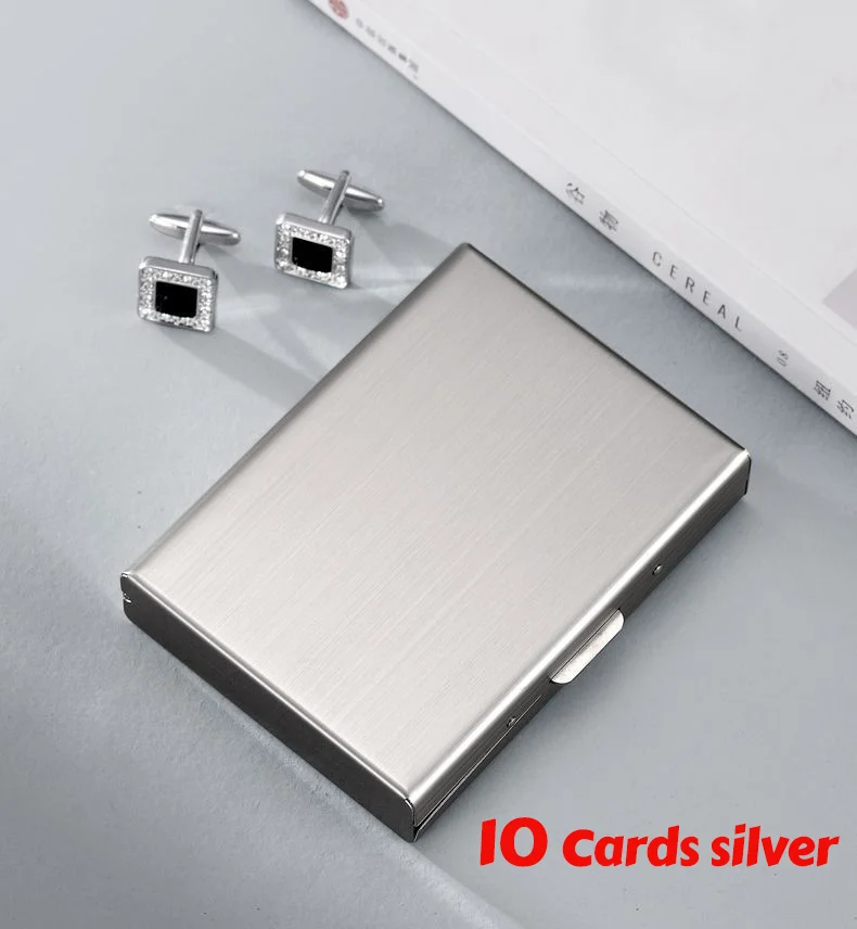 Compass Mountain Credit Card Case Wallet Men Women Business Multifunction Slim Wallet Stainless Steel Card Holder 10 Card Slot
