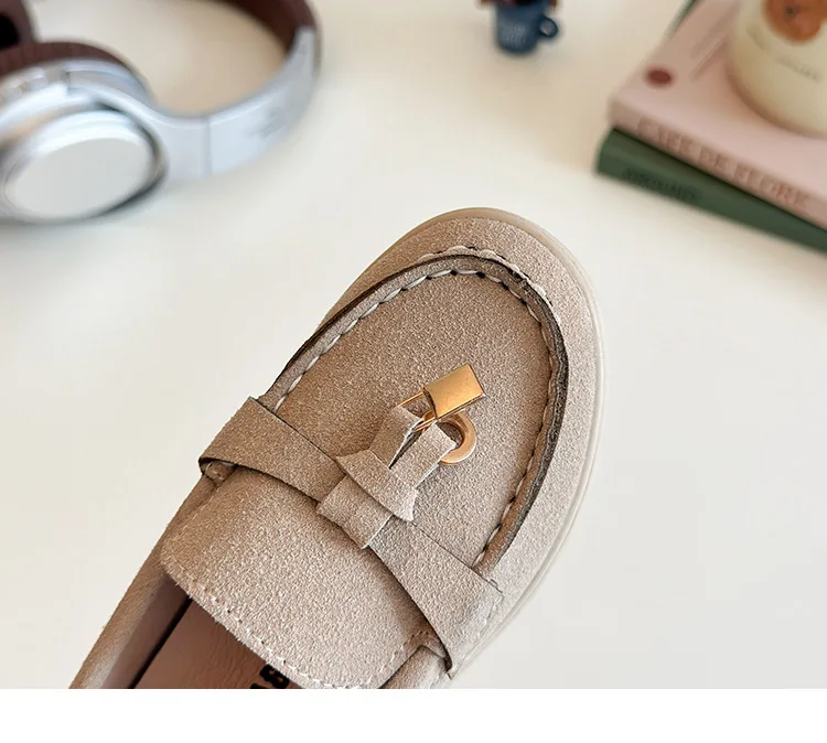 Children's Slip-On Loafers Retro British Style Casual Shoes Leather Shoes for Boys And Girls Breathable Rubber Sole Summer Shoes