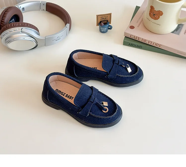 Children's Slip-On Loafers Retro British Style Casual Shoes Leather Shoes for Boys And Girls Breathable Rubber Sole Summer Shoes