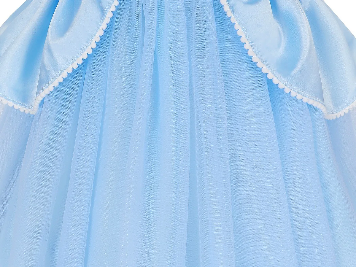 2026 Girl's Princess Cinderella Costume Classic Style Blue Ball Gown Dress Up with White Led Lights Outfit Dresses for Girls