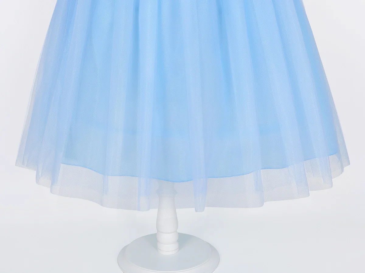 2026 Girl's Princess Cinderella Costume Classic Style Blue Ball Gown Dress Up with White Led Lights Outfit Dresses for Girls