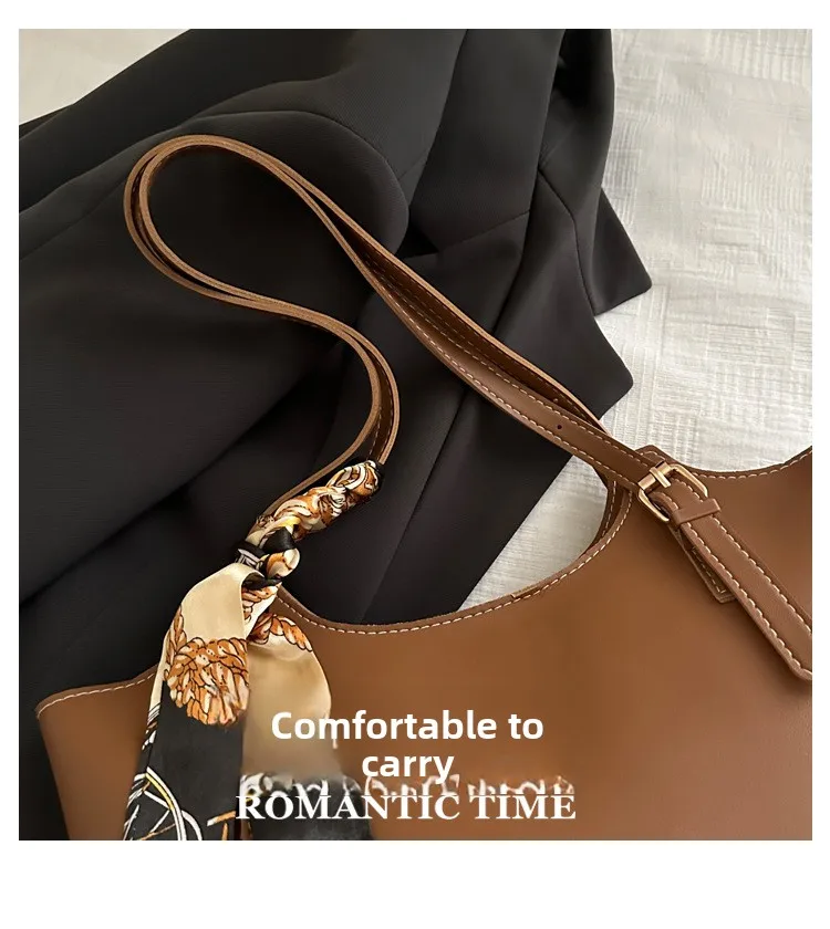 Fashion Stylish Silk Scarf Tote Bag, Spacious Capacity Shoulder Bags, Elegant Underarm Bag, Versatile Commute Handbag for Women