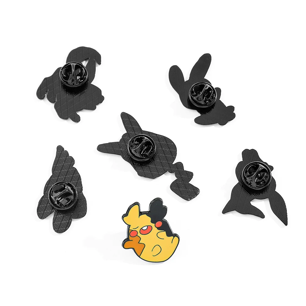 6 Pcs  Cute Cartoon Brooch Creative Pikachu Elf Enamel Pin Backpack Clothing Jewelry Metal Badge Accessories Gift For Friends