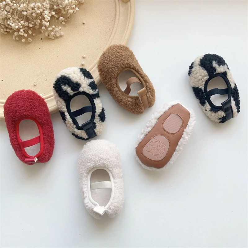 Baby Girls Boys Walking Shoes Autumn Winter Newborn Infant Casual Shoes Warm Plush Soft Soled Toddler Kids Shoes