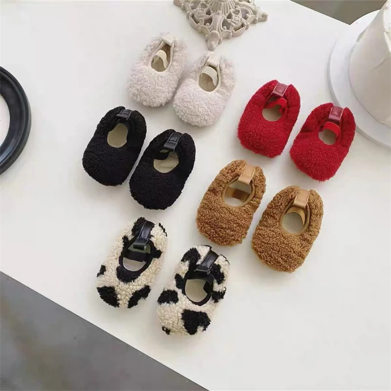 Baby Girls Boys Walking Shoes Autumn Winter Newborn Infant Casual Shoes Warm Plush Soft Soled Toddler Kids Shoes