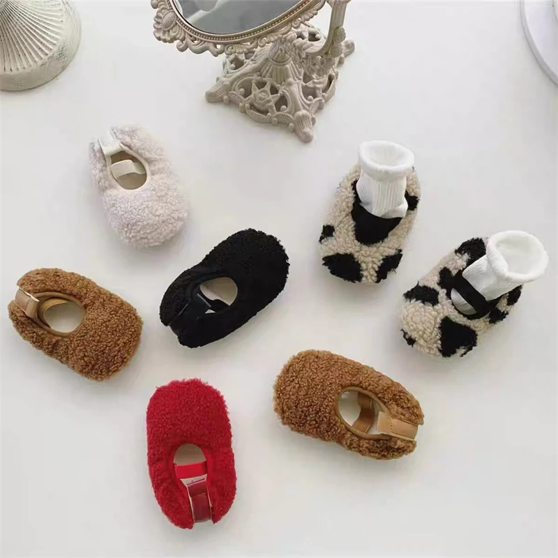 Baby Girls Boys Walking Shoes Autumn Winter Newborn Infant Casual Shoes Warm Plush Soft Soled Toddler Kids Shoes