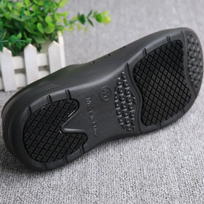 Non-Slip Chef Shoes for Both Men and Women - Lightweight and Comfortable Slip-On Wooden-Soled Shoes, Eva Upper + Waterproof/Non-Slip Rubber Sole - All-Weather Standing Work Shoes, Suitable for Kitchens, Hospitals, Restaurants, Beaches - Easy-To-Clean Non-Slip Kitchen Shoes, Specifically for Catering Service Staff