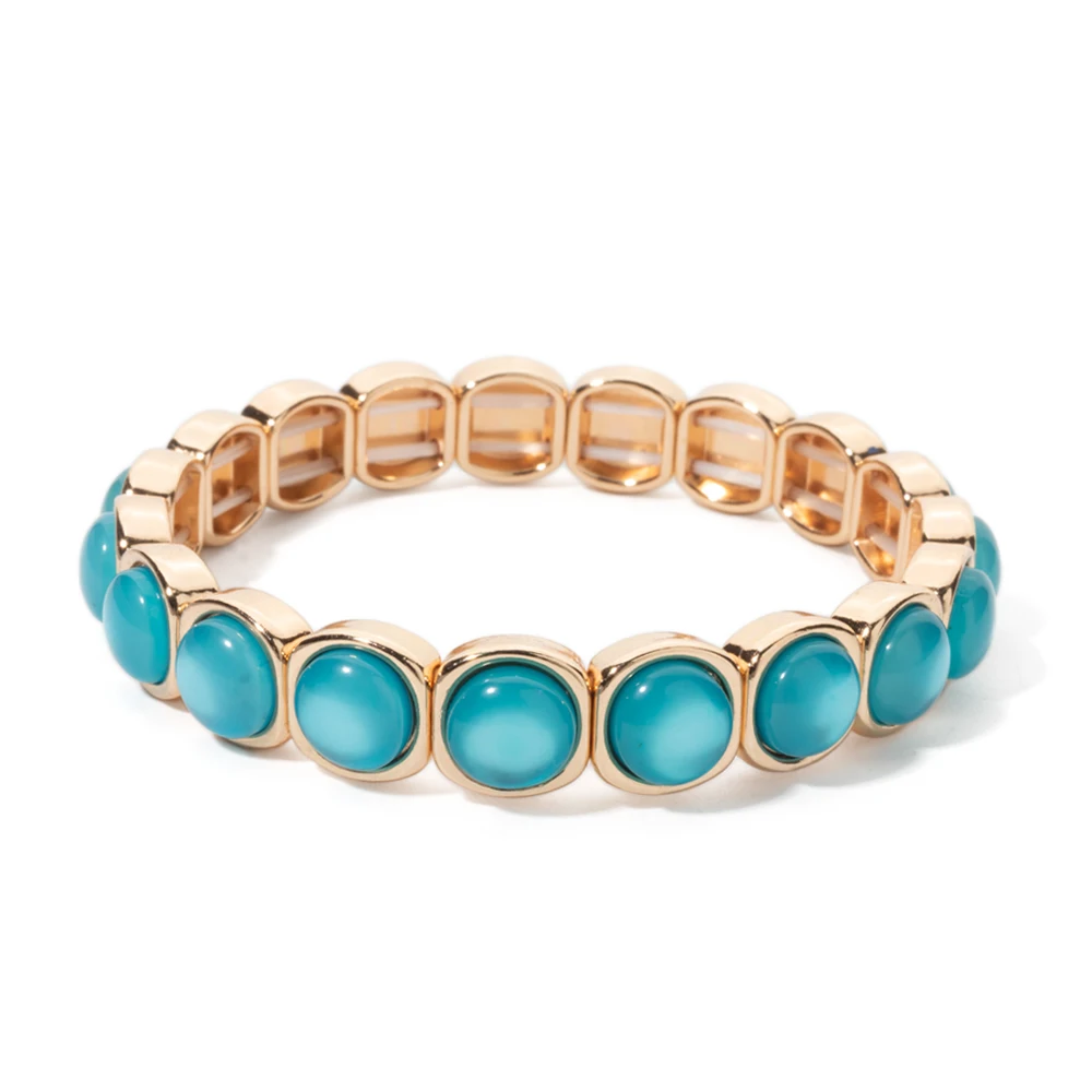2024 New Design 10mm Enamel Bangle For WOMEN Gold Color Crystal Charm Elastic Bracelets Hand Accessory