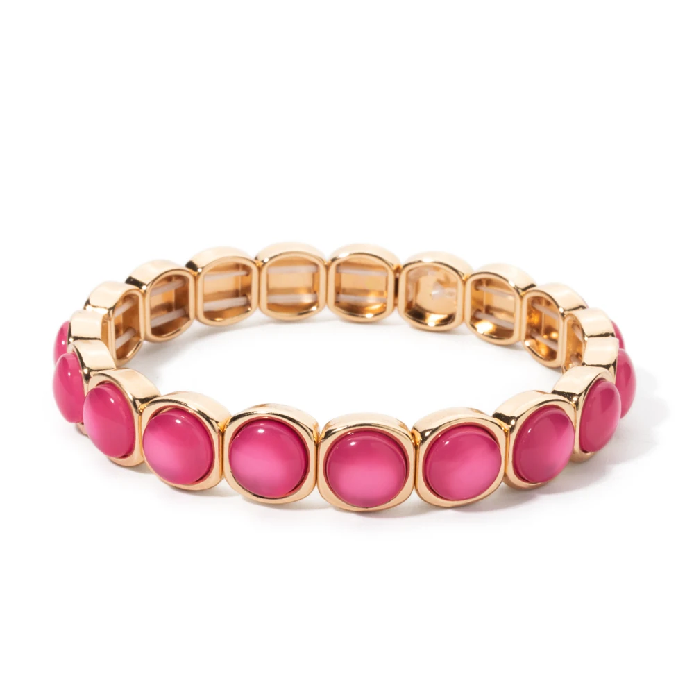 2024 New Design 10mm Enamel Bangle For WOMEN Gold Color Crystal Charm Elastic Bracelets Hand Accessory