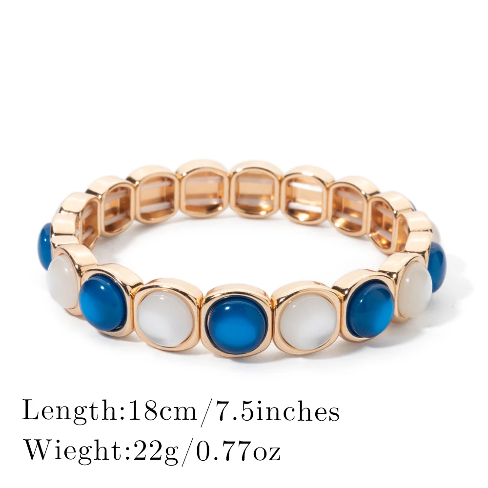 2024 New Design 10mm Enamel Bangle For WOMEN Gold Color Crystal Charm Elastic Bracelets Hand Accessory