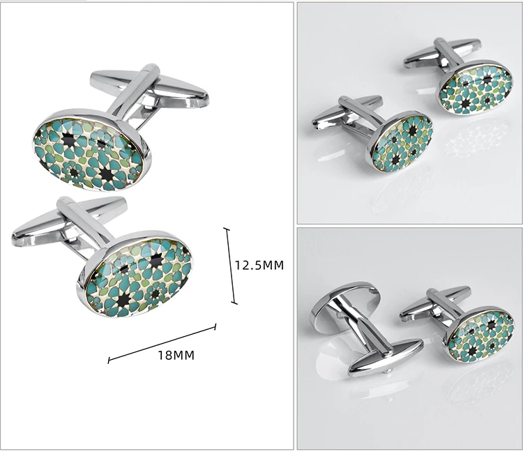 SAVOSHI Oval Enamel Pattern Cufflinks For Mens French Shirt Fashion Gift Cuff Buttons Newest Style Jewelry Drop Shipping