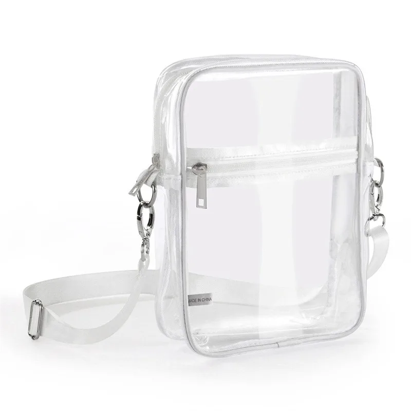Transparent Crossbody Bag PVC clear Concert Sports One Shoulder Bag Messenger Bag with Adjustable Zipper