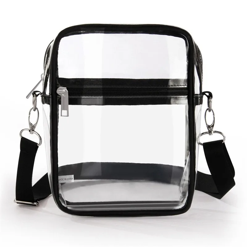 Transparent Crossbody Bag PVC clear Concert Sports One Shoulder Bag Messenger Bag with Adjustable Zipper