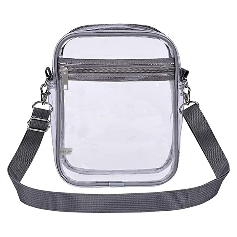 Transparent Crossbody Bag PVC clear Concert Sports One Shoulder Bag Messenger Bag with Adjustable Zipper