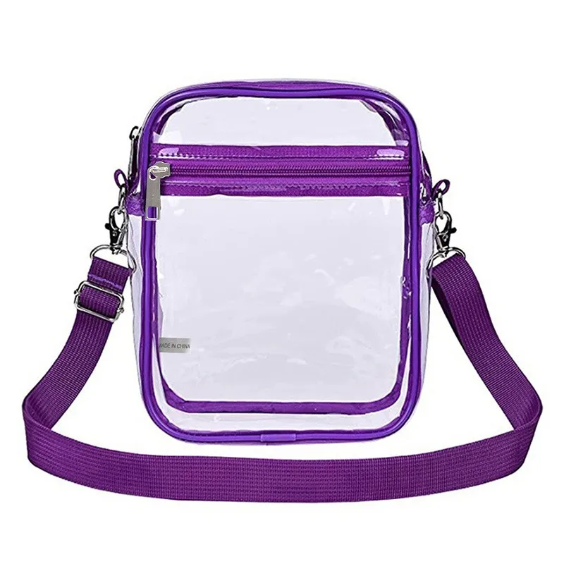 Transparent Crossbody Bag PVC clear Concert Sports One Shoulder Bag Messenger Bag with Adjustable Zipper