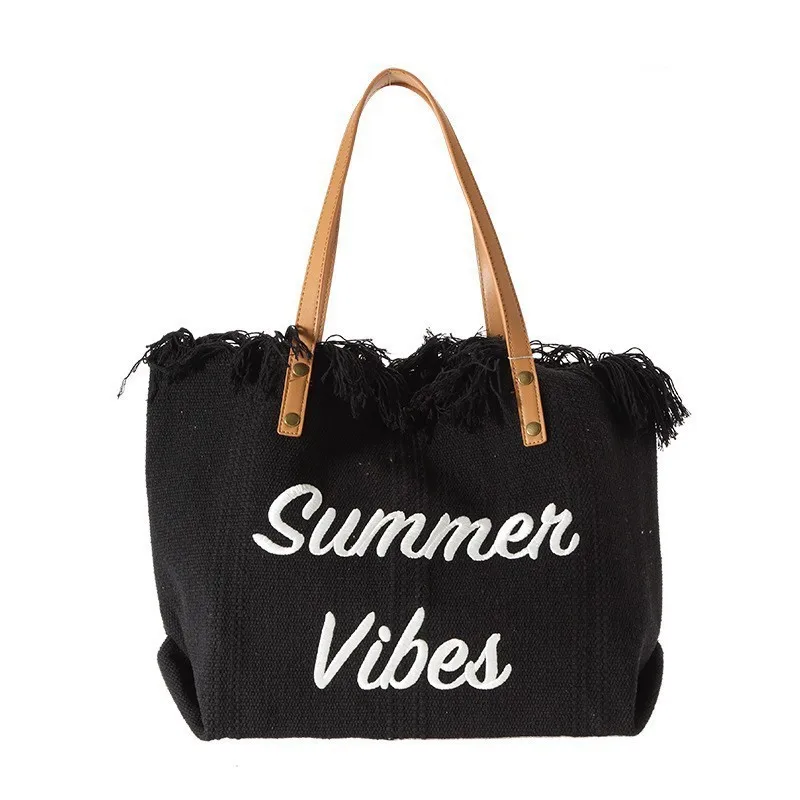 Canvas Women Handbags Large Tote Beach Bag Shopping Bags Underarm Shoulder Bag For Female Casual Top-Handle Bags