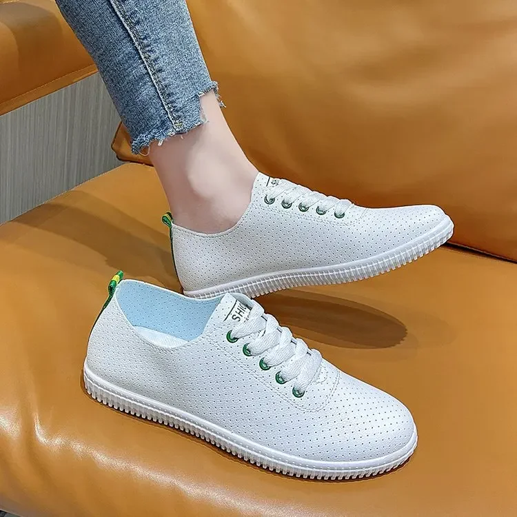 Women's Vulcanized Shoes Breathable Comfortable Hole Outdoor Sports Shoes Summer Running Shoes Fashion Board Shoes Thick Sole