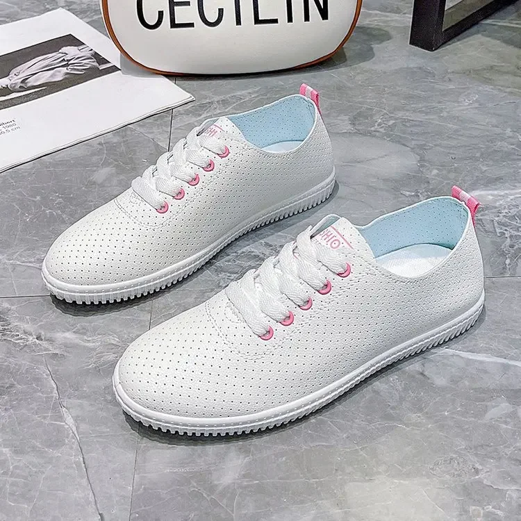 Women's Vulcanized Shoes Breathable Comfortable Hole Outdoor Sports Shoes Summer Running Shoes Fashion Board Shoes Thick Sole