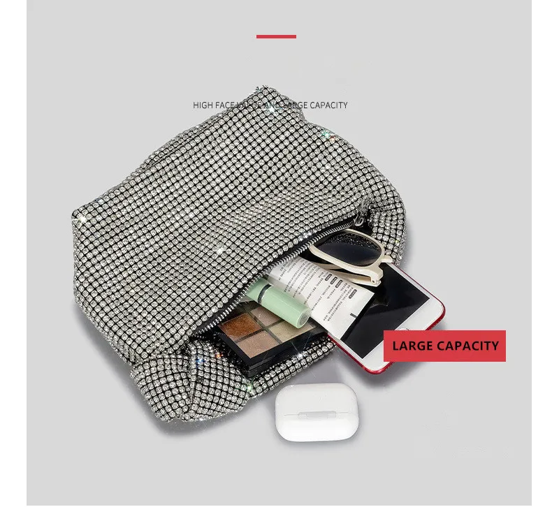 Handle Rhinestones Knot Evening Bags Silver Crystal Top Handle Bag for Women Purses and Handbags Luxury Designer Handbag Tote