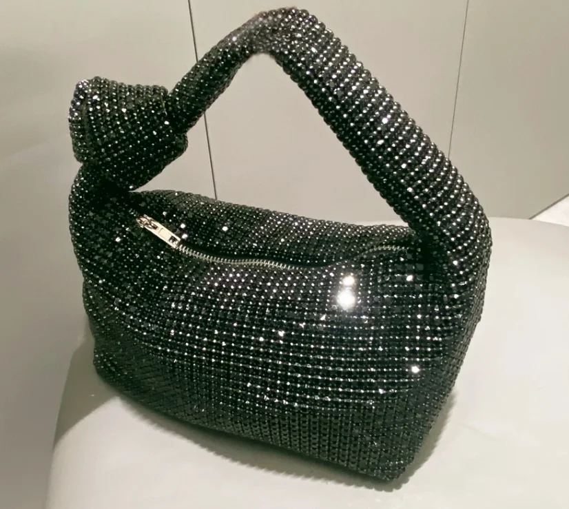 Handle Rhinestones Knot Evening Bags Silver Crystal Top Handle Bag for Women Purses and Handbags Luxury Designer Handbag Tote