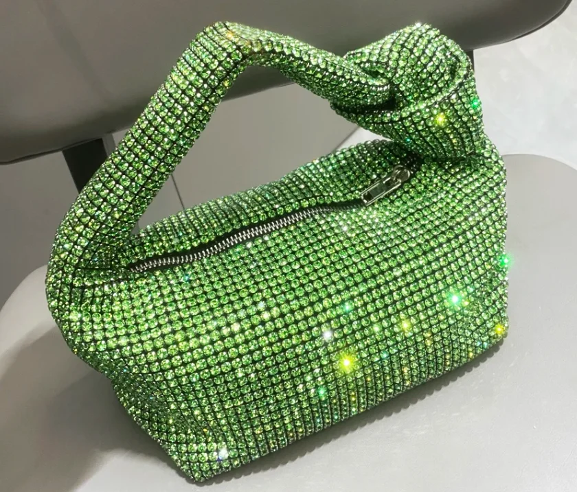 Handle Rhinestones Knot Evening Bags Silver Crystal Top Handle Bag for Women Purses and Handbags Luxury Designer Handbag Tote