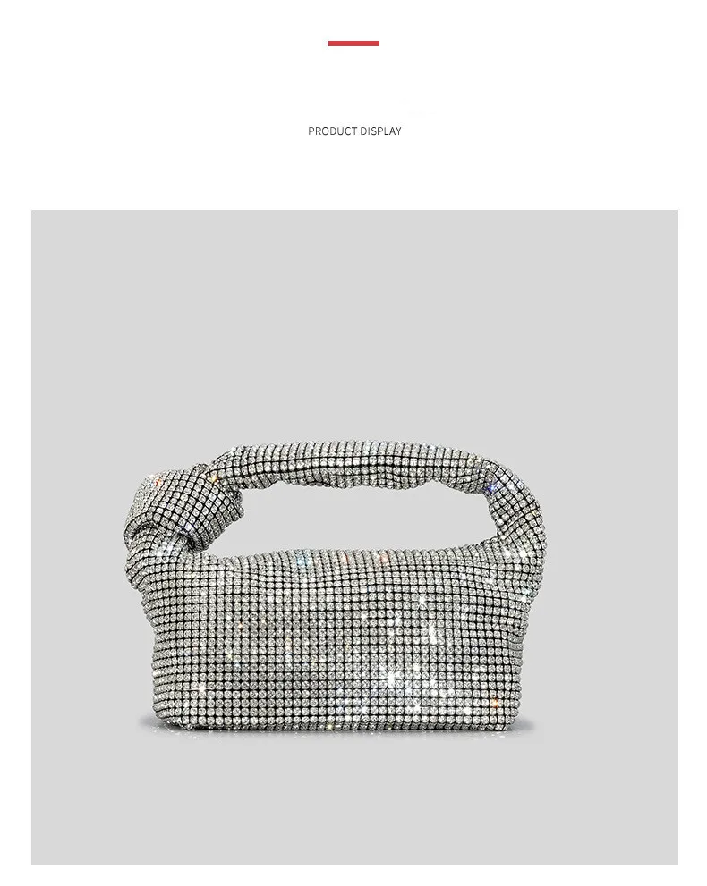 Handle Rhinestones Knot Evening Bags Silver Crystal Top Handle Bag for Women Purses and Handbags Luxury Designer Handbag Tote