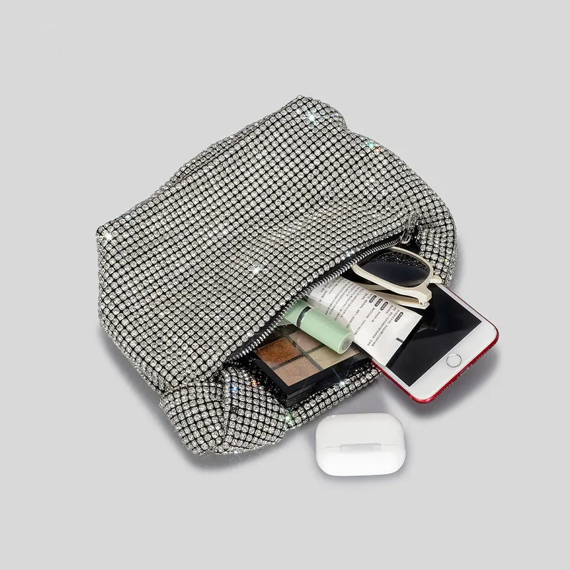 Handle Rhinestones Knot Evening Bags Silver Crystal Top Handle Bag for Women Purses and Handbags Luxury Designer Handbag Tote
