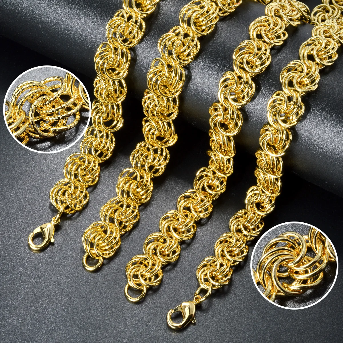 1 Set Necklace And Bracelet ,Multi Layered Link Chain,Gold Color Chunky Choker ,Punk Braided Clavicular Collar,Dubai Jewelry CCB