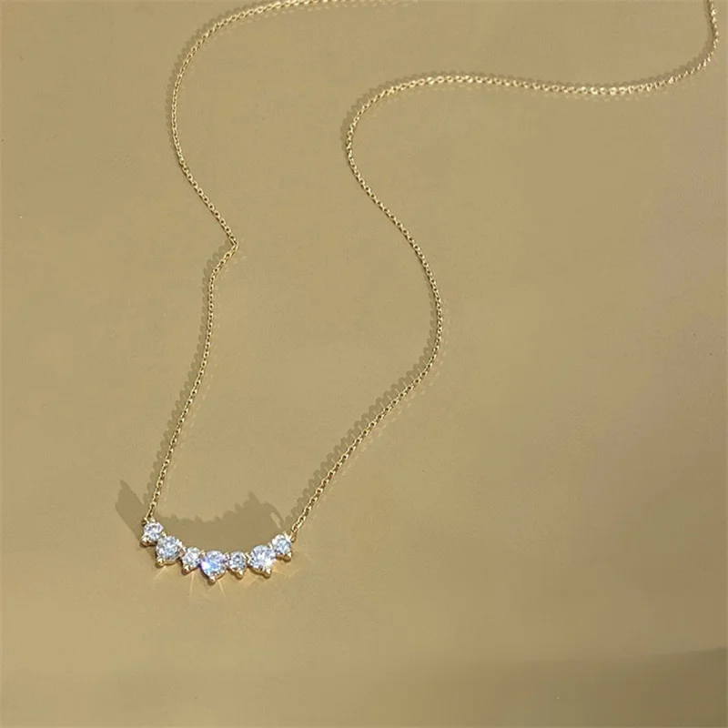 925 Sterling Silver Plated 18K Gold Geometric CZ Pendant Necklace For Women Wedding Party Fine Jewelry Gift