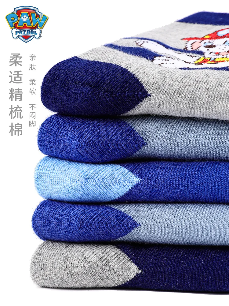 5Pairs Genuine Paw Patrol Baby Socks Cotton Spring Autumn Cartoon Animal Children's Sock Girls Boys Toddler Kids Socks Age 2-8Y