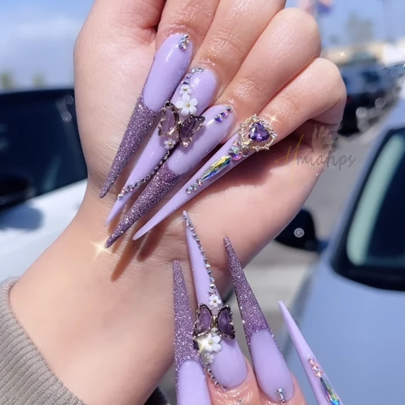 XXL Stiletto Extra Long False Nail Tips Acrylic Gel Half Cover Tip Artificial Nails Manicure Salon Supply 500pcs