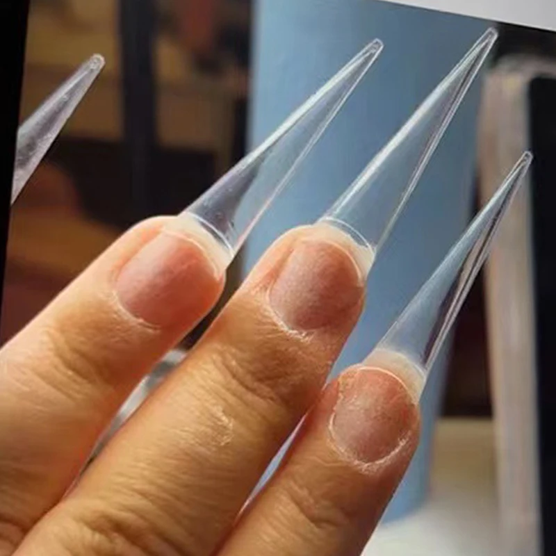 XXL Stiletto Extra Long False Nail Tips Acrylic Gel Half Cover Tip Artificial Nails Manicure Salon Supply 500pcs
