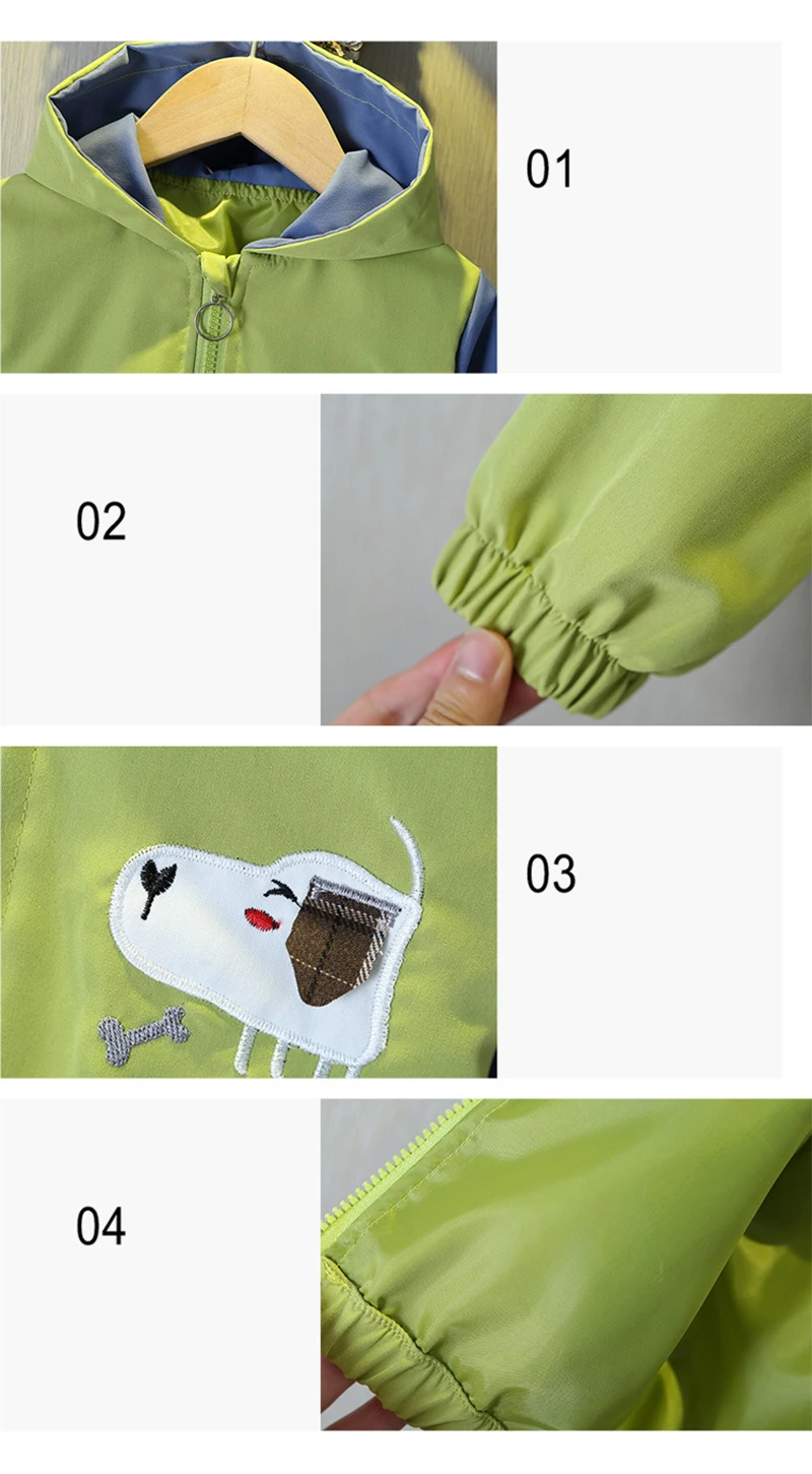 New Rabbit Girls Jacket Spring Autumn Hooded Zipper Baby Windbreaker Coat Birthday Gifts Children's Clothing 1 2 3 4 5 6 Years
